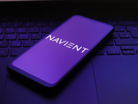 The Navient logo appears on the screen of a smartphone in Reno, United States, on December 1, 2024. (