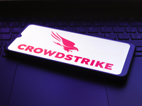 The CrowdStrike Holdings, Inc. logo appears on the screen of a smartphone in Reno, United States, on December 1, 2024. (