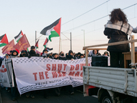 More than a hundred pro-Palestinian protesters take part in a demonstration against the German government's supply of arms to Israel in Colo...