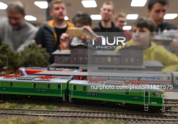 KRAKOW, POLAND - DECEMBER 01: 
A view of the Electric locomotive ET41-130-A/B PKP as thousands of train enthusiasts and hobbyists gather at...