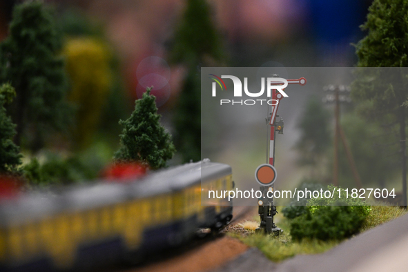 KRAKOW, POLAND - DECEMBER 01: 
A small copy of semaphore signals as train enthusiasts and hobbyists gather at the Nowa Huta Cultural Center,...