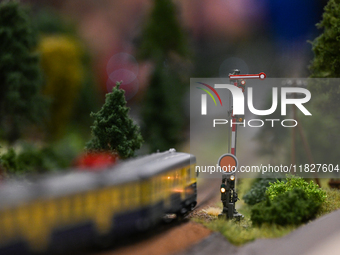 KRAKOW, POLAND - DECEMBER 01: 
A small copy of semaphore signals as train enthusiasts and hobbyists gather at the Nowa Huta Cultural Center,...