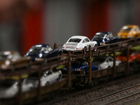 KRAKOW, POLAND - DECEMBER 01: 
Partial view of a freight train transporting new Porsche cars as train enthusiasts and hobbyists gather at th...