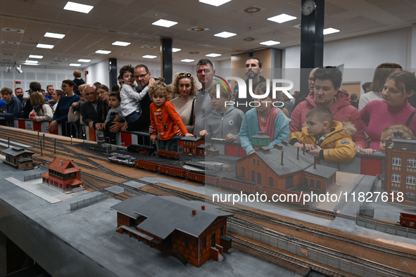 KRAKOW, POLAND - DECEMBER 01: 
Train enthusiasts and hobbyists gather at the Nowa Huta Cultural Center, where a 700 m2 space becomes a capti...