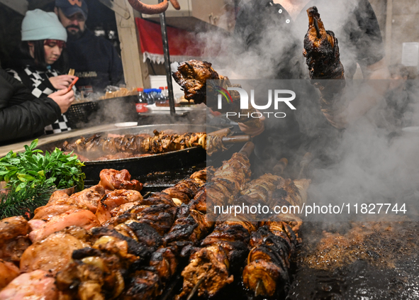 KRAKOW, POLAND - DECEMBER 01:   
Traditional Polish food on display at the Christmas Market in Krakow's UNESCO-listed Market Square, surroun...