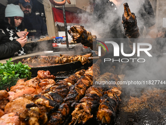 KRAKOW, POLAND - DECEMBER 01:   
Traditional Polish food on display at the Christmas Market in Krakow's UNESCO-listed Market Square, surroun...