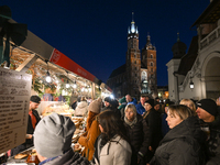 KRAKOW, POLAND - DECEMBER 01:   
A view a crowdy Christmas Market in Krakow's UNESCO-listed Market Square, with festive stalls and holiday d...