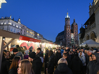 KRAKOW, POLAND - DECEMBER 01:   
A view of a bustling Christmas Market in Krakow's UNESCO-listed Market Square, featuring festive stalls and...