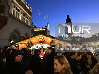 KRAKOW, POLAND - DECEMBER 01:   
A view of a bustling Christmas Market in Krakow's UNESCO-listed Market Square, featuring festive stalls and...