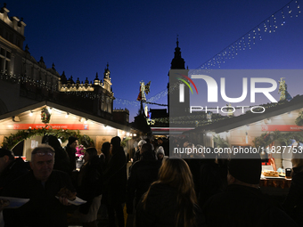 KRAKOW, POLAND - DECEMBER 01:   
A view of the Christmas Market in Krakow's UNESCO-listed Market Square, with festive stalls and holiday dec...