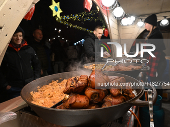 KRAKOW, POLAND - DECEMBER 01:   
Traditional Polish food on display at the Christmas Market in Krakow's UNESCO-listed Market Square, surroun...