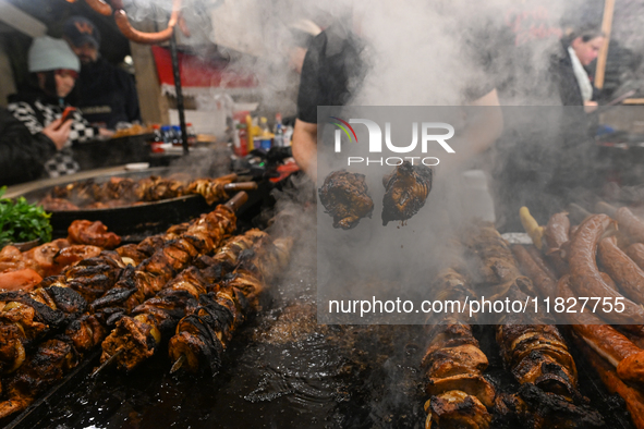 KRAKOW, POLAND - DECEMBER 01:   
Traditional Polish food on display at the Christmas Market in Krakow's UNESCO-listed Market Square, surroun...