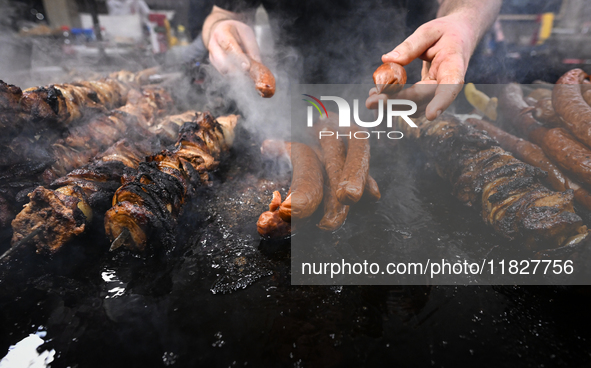 KRAKOW, POLAND - DECEMBER 01:   
Traditional Polish food on display at the Christmas Market in Krakow's UNESCO-listed Market Square, surroun...