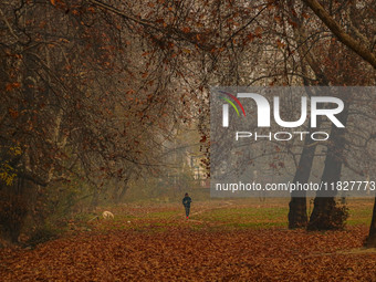 A man jogs at a park in Srinagar, Jammu and Kashmir, on December 02, 2024. Weather experts warn of heavy snowfall and a harsh winter in Jamm...