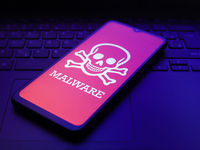 The malware alert appears on the screen of a smartphone in Reno, United States, on December 2, 2024. (