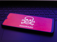 The malware alert appears on the screen of a smartphone in Reno, United States, on December 2, 2024. (