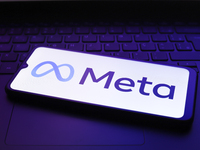 The Meta Platforms, Inc. logo appears on the screen of a smartphone in Reno, United States, on December 2, 2024. (