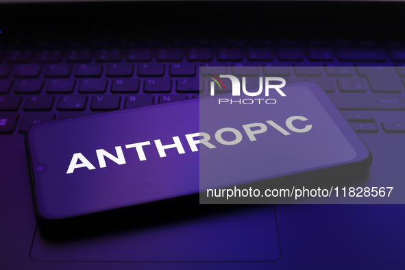 The Anthropic AI logo appears on the screen of a smartphone, in Reno, United States, on December 2, 2024. 