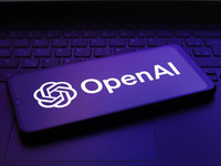 The OpenAI logo appears on the screen of a smartphone in Reno, United States, on December 2, 2024. (