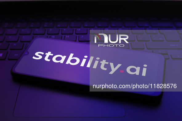 The Stability AI logo appears on the screen of a smartphone in Reno, United States, on December 2, 2024. 