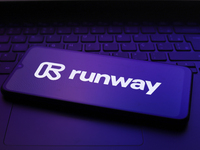 The Runway logo appears on the screen of a smartphone in Reno, United States, on December 2, 2024. (