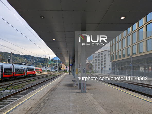 The platform is at Innsbruck main station in Austria on September 22, 2024. 