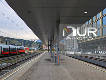 The platform is at Innsbruck main station in Austria on September 22, 2024. (