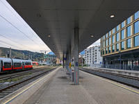 The platform is at Innsbruck main station in Austria on September 22, 2024. (