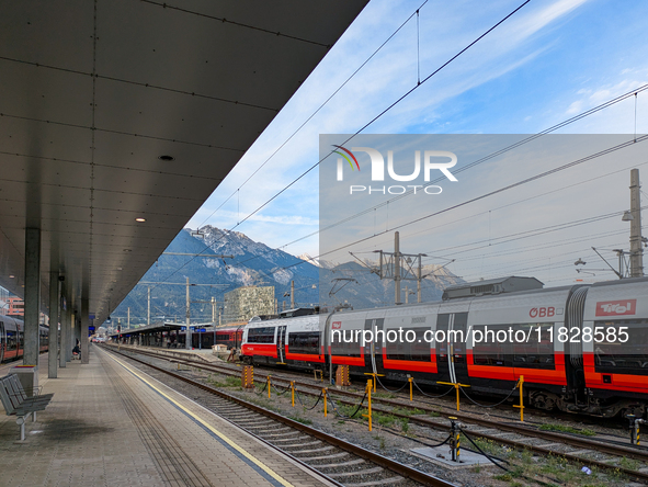 The platform is at Innsbruck main station in Austria on September 22, 2024. 