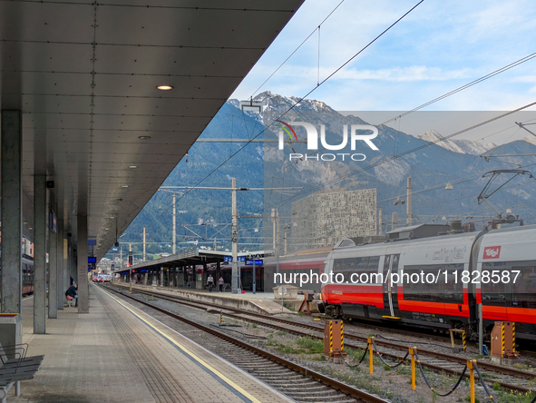 The platform is at Innsbruck main station in Austria on September 22, 2024. 