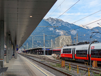 The platform is at Innsbruck main station in Austria on September 22, 2024. (