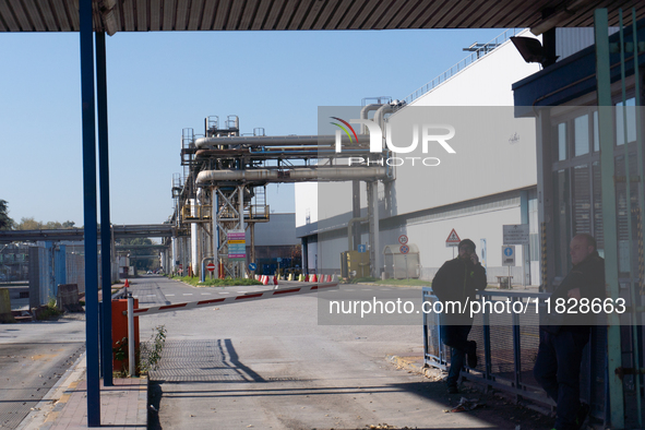 Trasnova workers protest on Monday in front of the gates of the Stellantis plant in Pomigliano D'Arco, Italy, on december 02, 2024. Workers...