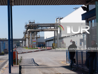 Trasnova workers protest on Monday in front of the gates of the Stellantis plant in Pomigliano D'Arco, Italy, on december 02, 2024. Workers...