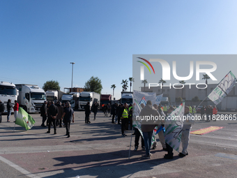 Trasnova workers protest on Monday in front of the gates of the Stellantis plant in Pomigliano D'Arco, Italy, on december 02, 2024. Workers...