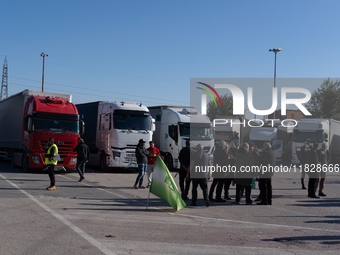 Trasnova workers protest on Monday in front of the gates of the Stellantis plant in Pomigliano D'Arco, Italy, on december 02, 2024. Workers...