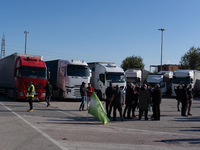 Trasnova workers protest on Monday in front of the gates of the Stellantis plant in Pomigliano D'Arco, Italy, on december 02, 2024. Workers...