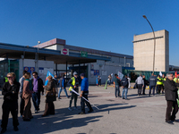 Trasnova workers protest on Monday in front of the gates of the Stellantis plant in Pomigliano D'Arco, Italy, on december 02, 2024. Workers...