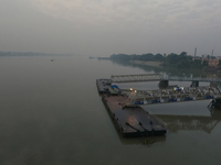 The Ganga River is on a foggy morning amid rising air pollution levels in Kolkata, India, on December 02, 2024. (