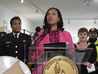 Mayor Muriel Bowser speaks about shopping in local businesses during the holidays in Washington DC, USA, on December 2, 2024, at the store M...