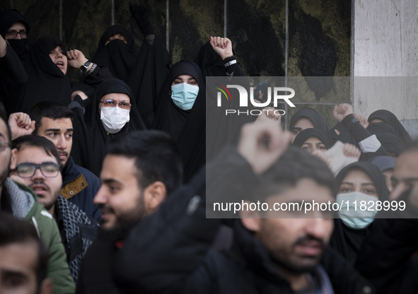 Iranian protesters shout anti-Turkish President slogans while participating in a protest against Turkish President Recep Tayyip Erdogan and...