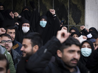 Iranian protesters shout anti-Turkish President slogans while participating in a protest against Turkish President Recep Tayyip Erdogan and...