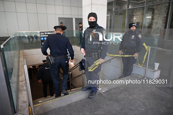 Shots are fired inside the Jay Street-MetroTech station in Brooklyn, New York, United States, on December 2, 2024. On Monday afternoon at ap...