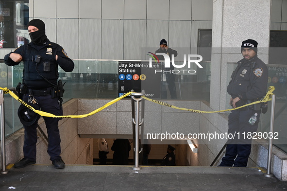 Shots are fired inside the Jay Street-MetroTech station in Brooklyn, New York, United States, on December 2, 2024. On Monday afternoon at ap...