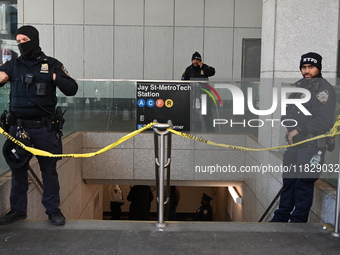 Shots are fired inside the Jay Street-MetroTech station in Brooklyn, New York, United States, on December 2, 2024. On Monday afternoon at ap...