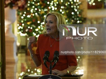 The First Lady Jill Biden delivers remarks to offer her holiday message to the nation and thanks the volunteers from across the country who...