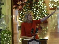 The First Lady Jill Biden delivers remarks to offer her holiday message to the nation and thanks the volunteers from across the country who...