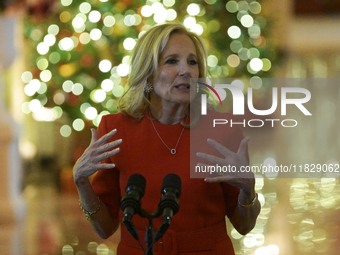 The First Lady Jill Biden delivers remarks to offer her holiday message to the nation and thanks the volunteers from across the country who...