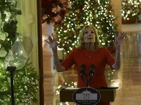 The First Lady Jill Biden delivers remarks to offer her holiday message to the nation and thanks the volunteers from across the country who...