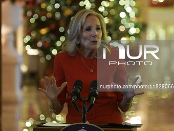 The First Lady Jill Biden delivers remarks to offer her holiday message to the nation and thanks the volunteers from across the country who...