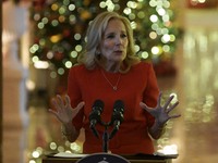 The First Lady Jill Biden delivers remarks to offer her holiday message to the nation and thanks the volunteers from across the country who...